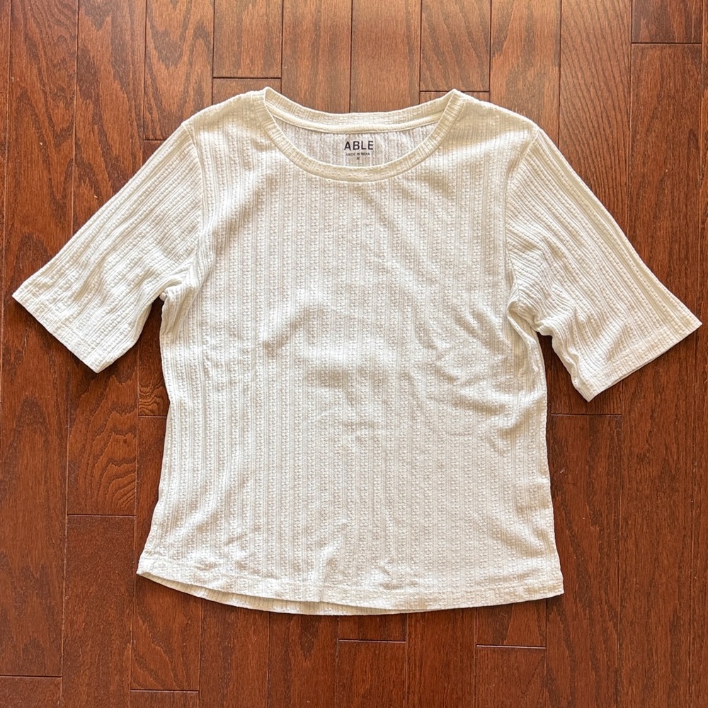 Able Women's Theresa Pointelle Rib Tee white, M